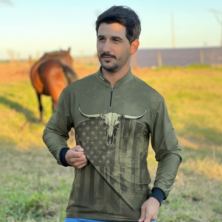 Camisa Agro Brk Skull Long Horn com Proteção UV50+