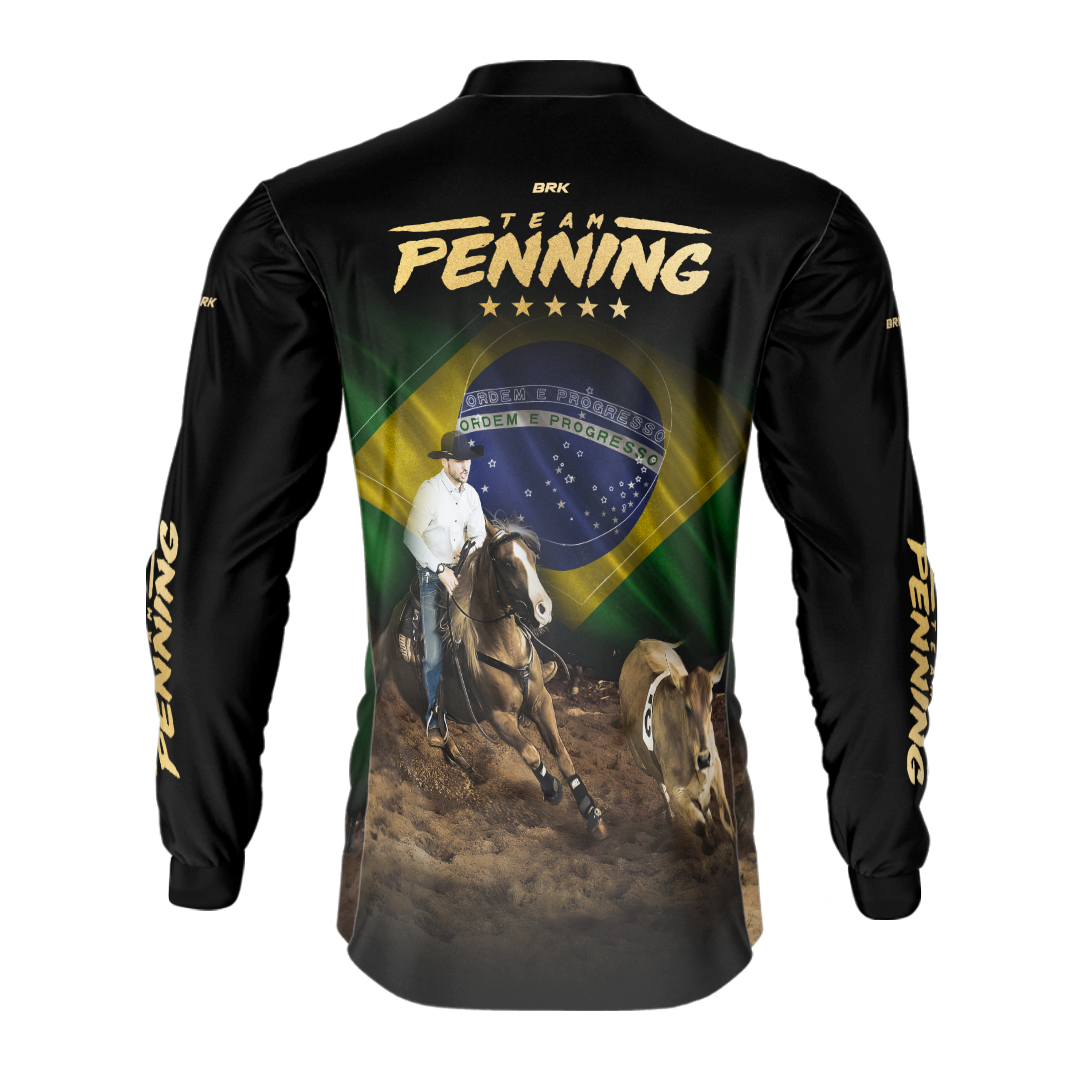 Camisa Agro Brk Team Penning Dourado com Proteção Solar UV50+