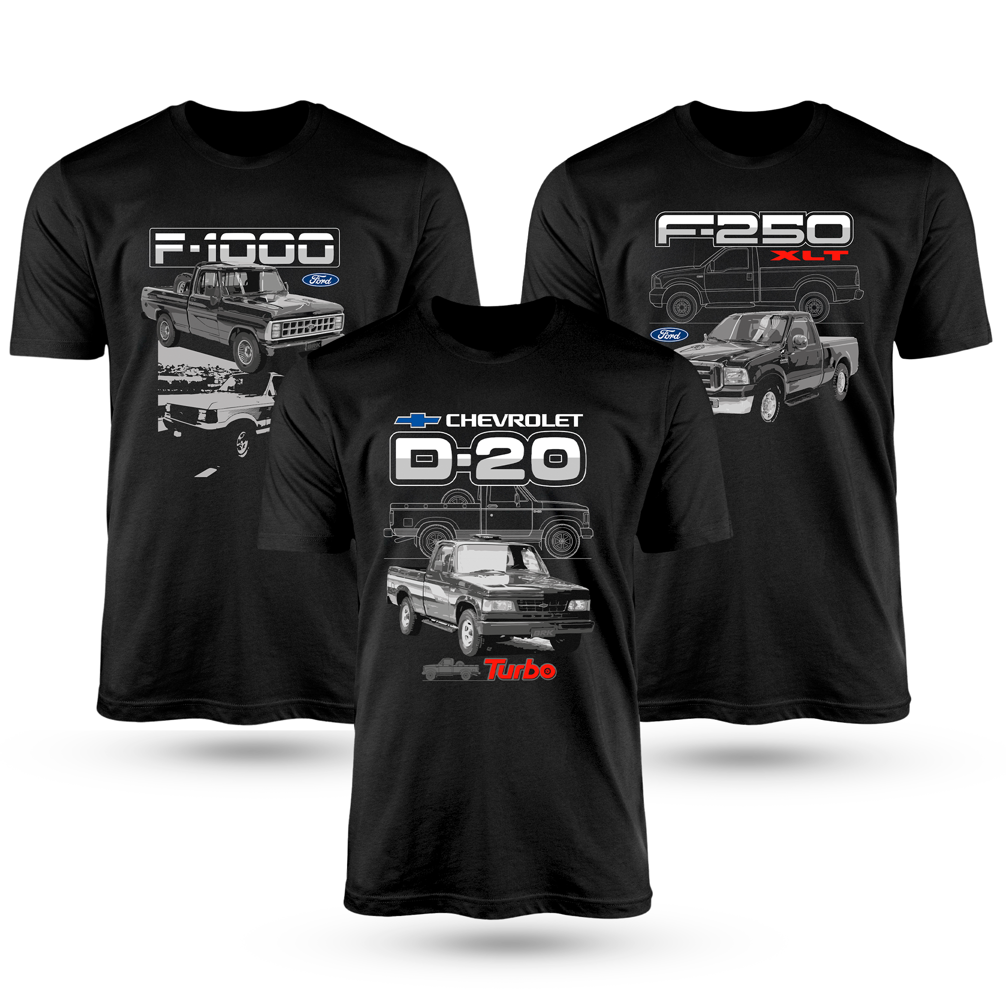 Kit Com 3 Camisetas De Algodão Coleção Caminhonetes