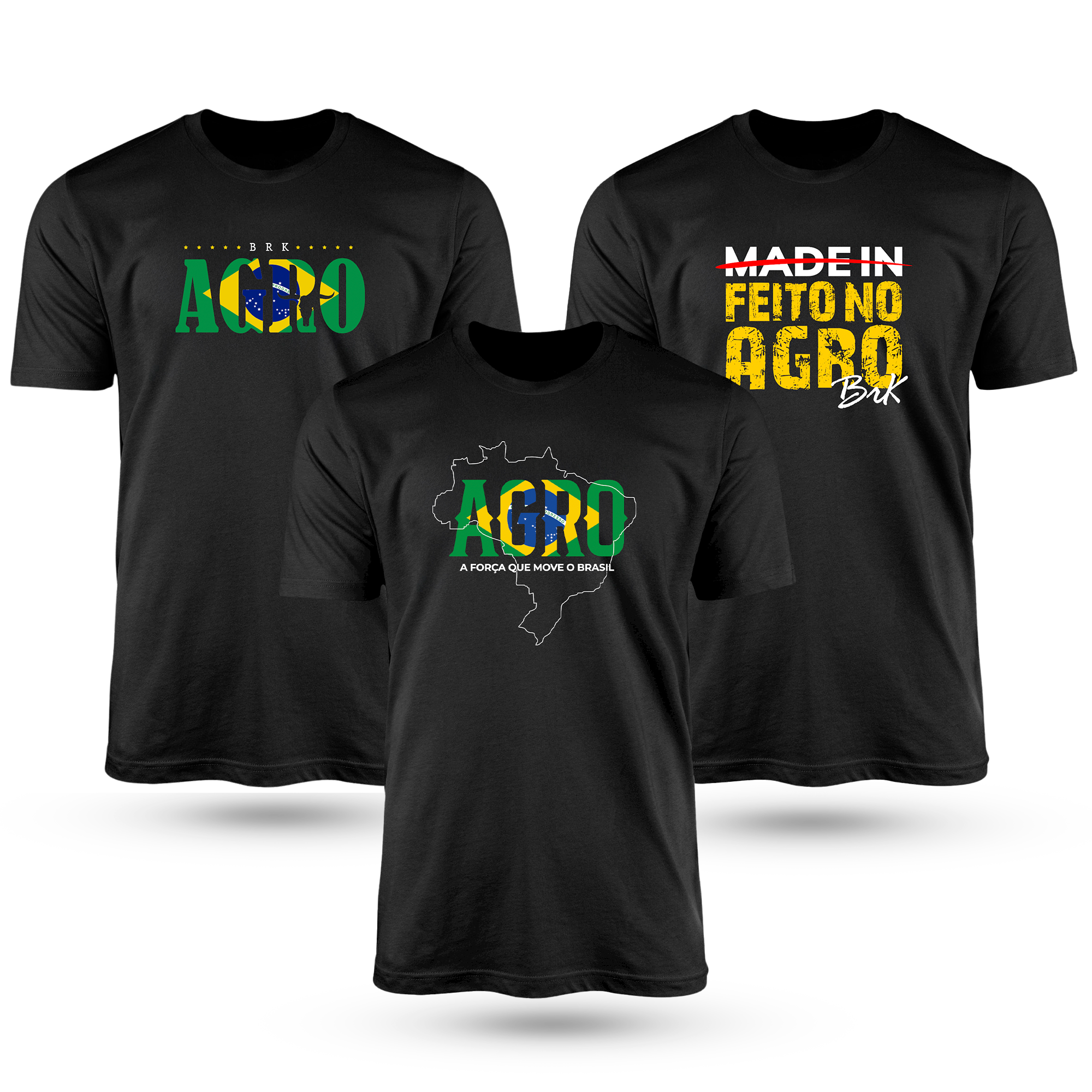 Kit Com 3 Camisetas De Algodão Coleção Agro