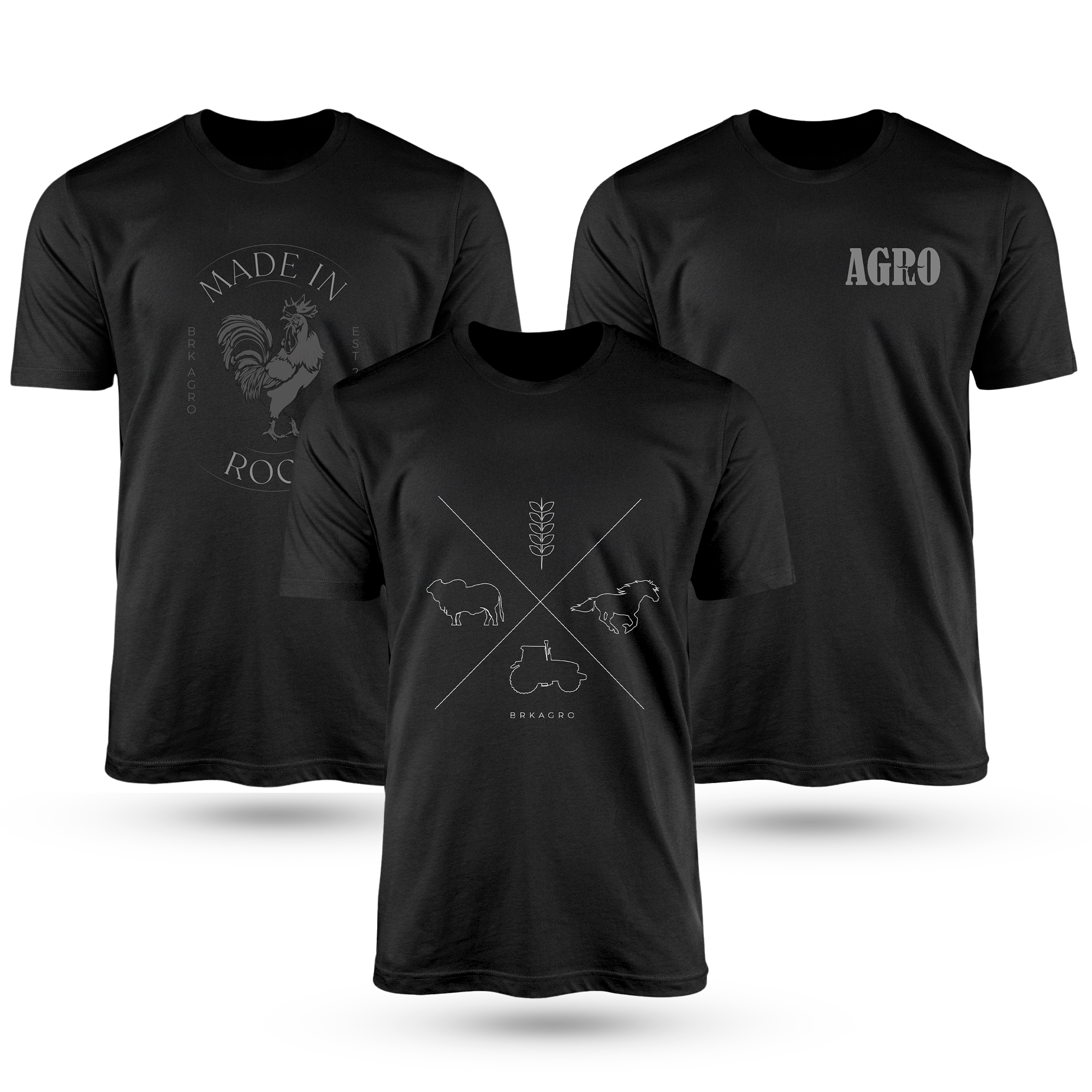 Kit Com 3 Camisetas De Algodão Coleção Agro Minimalista