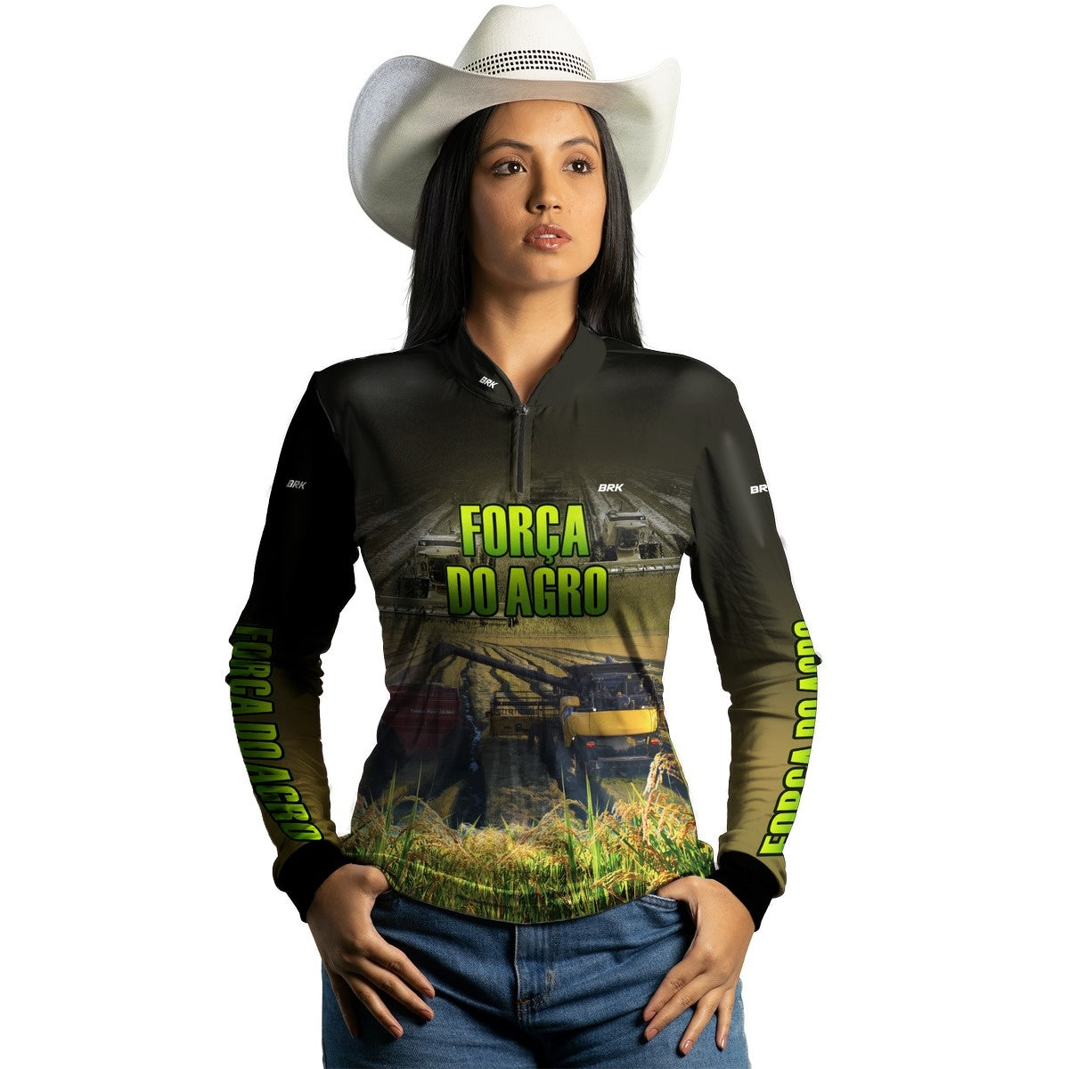 Camisa Agro Brk A Força do Agro Produtor de Arroz com Proteção Solar UV50+