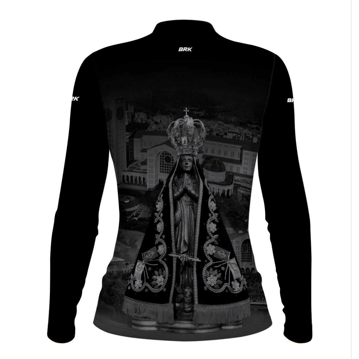 Camisa Agro Feminina Brk Preta Nossa Senhora Aparecida com Proteção Solar UV50+