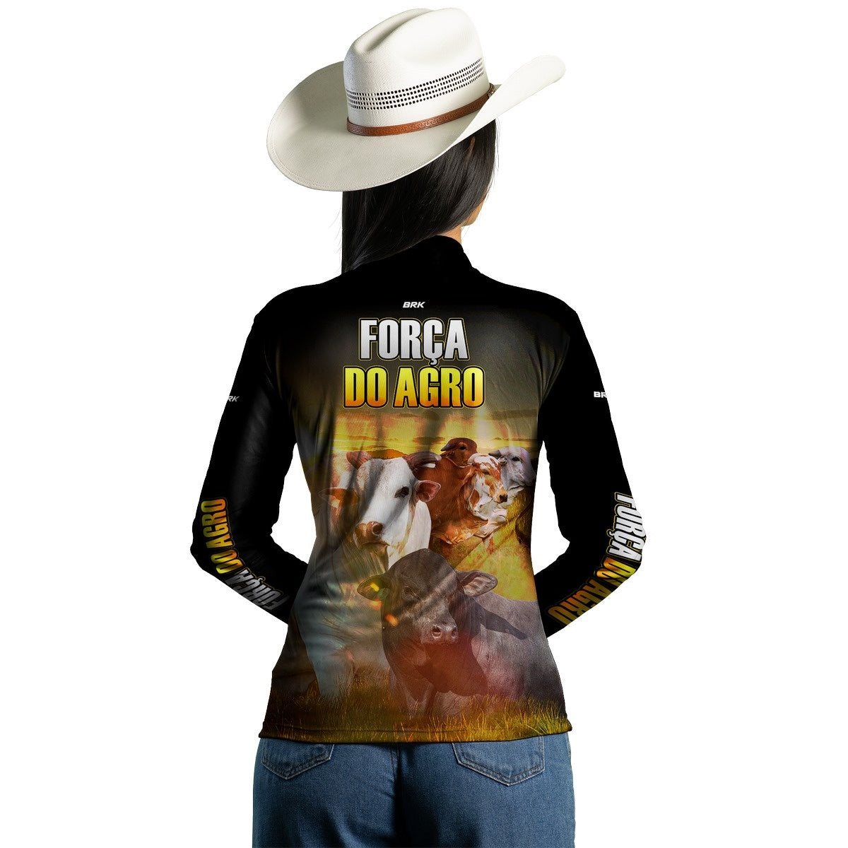 Camisa Agro Brk A Força do Agro Produtor de Bois com Proteção Solar UV50+