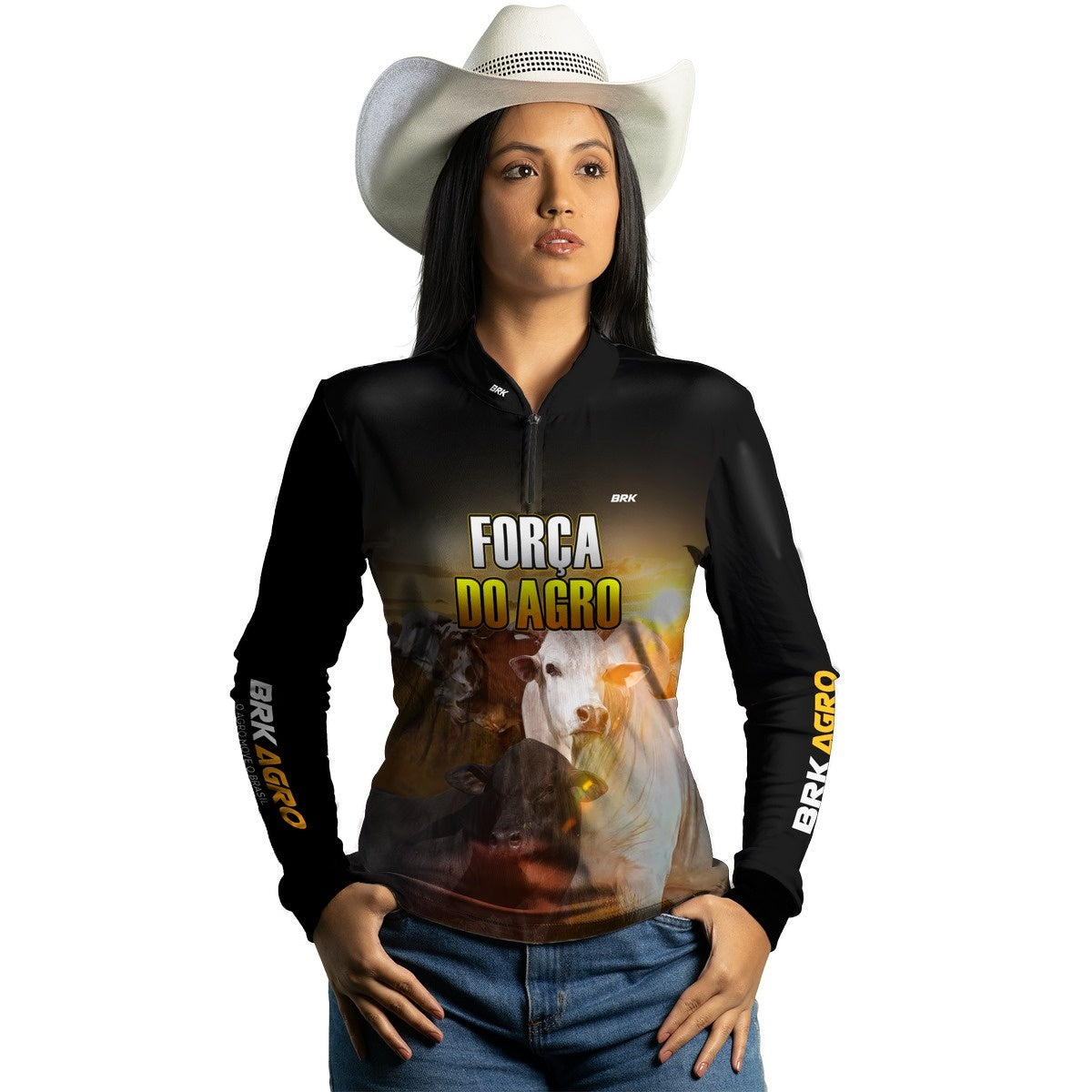 Camisa Agro Brk A Força do Agro Produtor de Bois com Proteção Solar UV50+