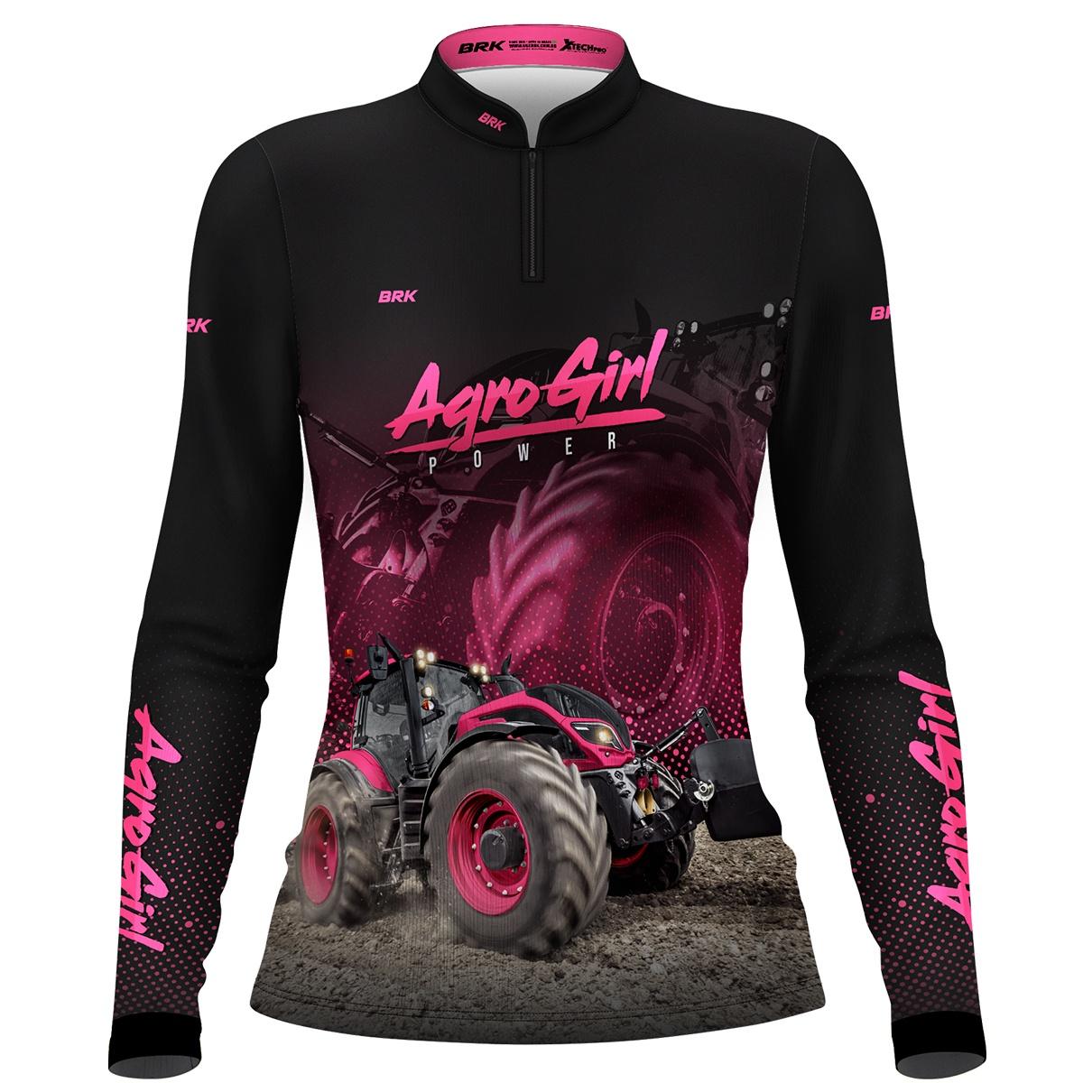 Camisa Agro Brk Agro Girl Power Rosa com Proteção Solar UV50+