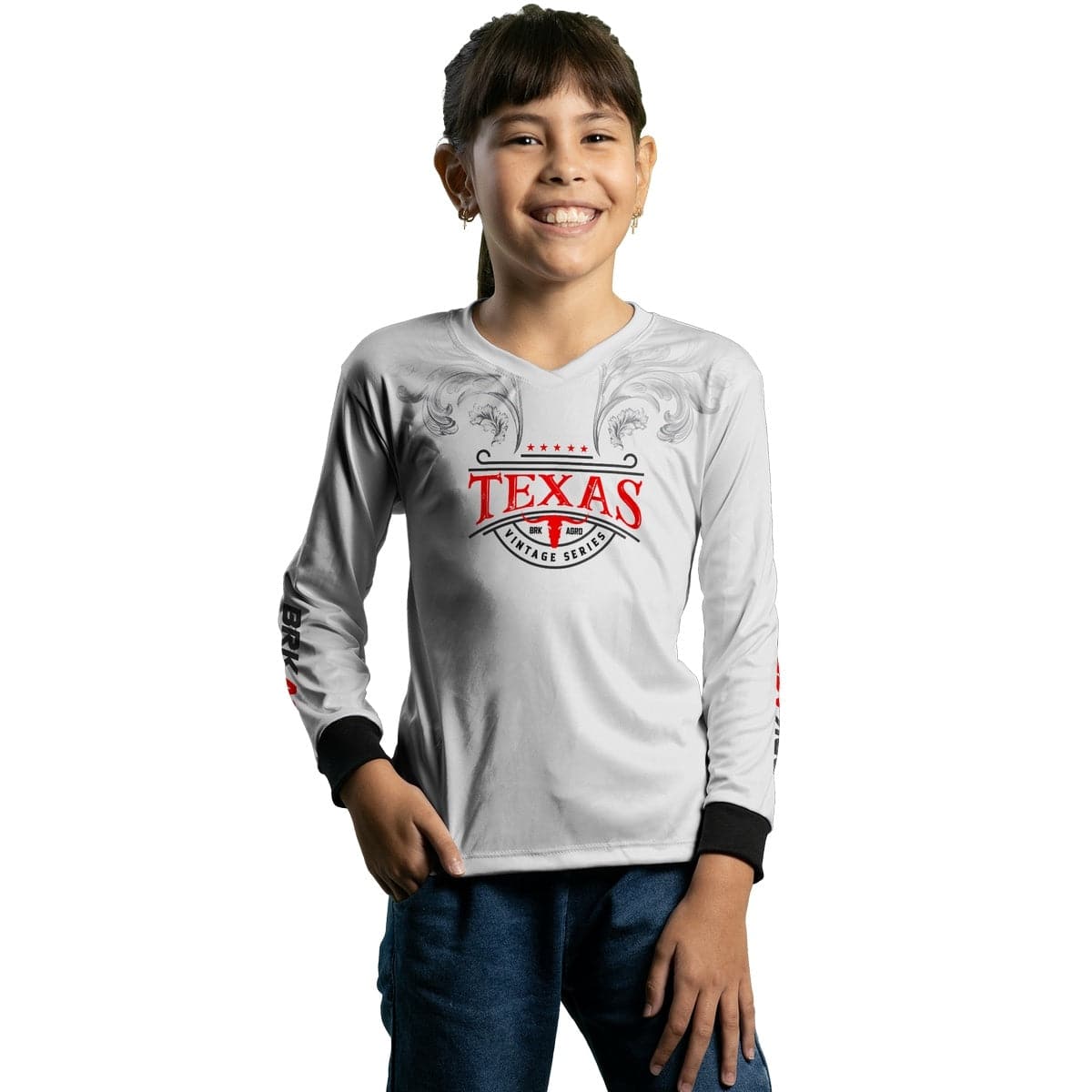 Camisa Agro Feminina Brk Texas Vintage Branca com Proteção com Proteção Solar UV50+