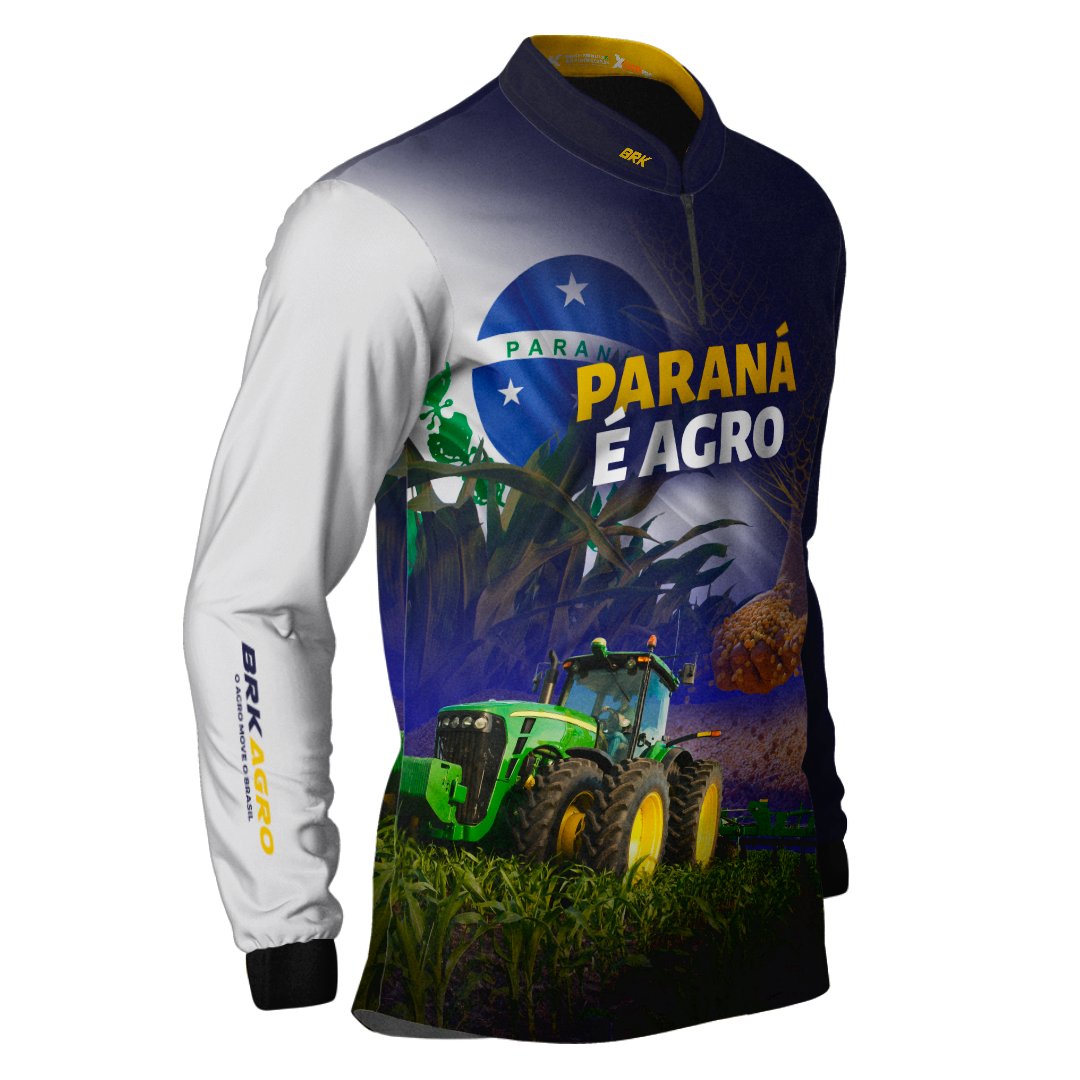 Camisa Agro Brk Paraná é Agro Milho e Soja com Proteção Solar UV50+