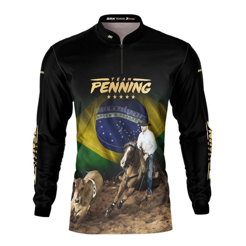 Camisa Agro Brk Team Penning Dourado com Proteção Solar UV50+