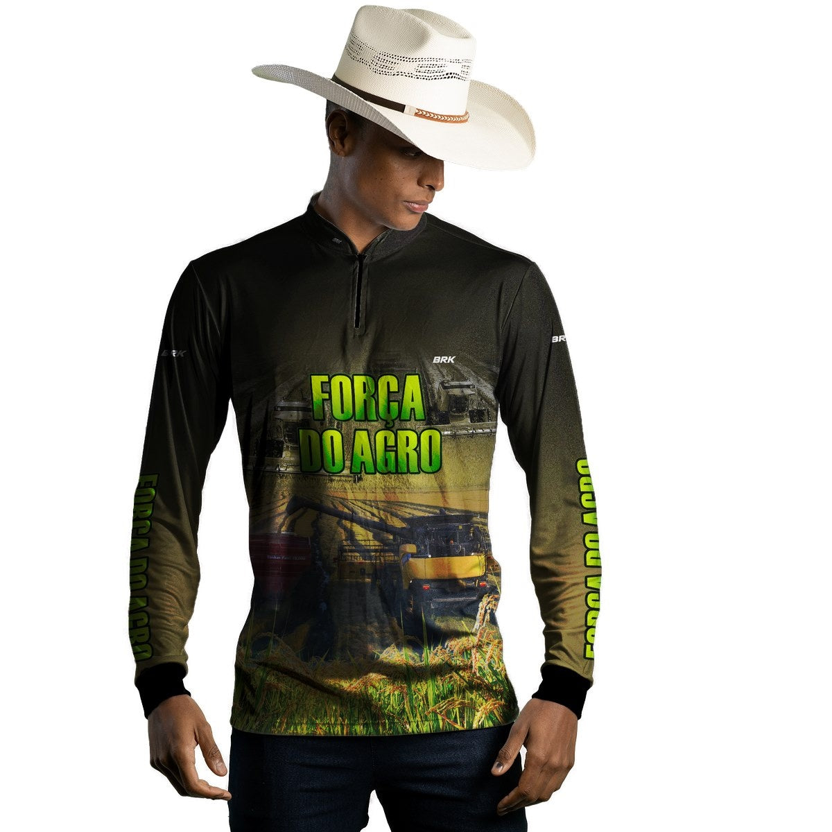 Camisa Agro Brk A Força do Agro Produtor de Arroz com Proteção Solar UV50+