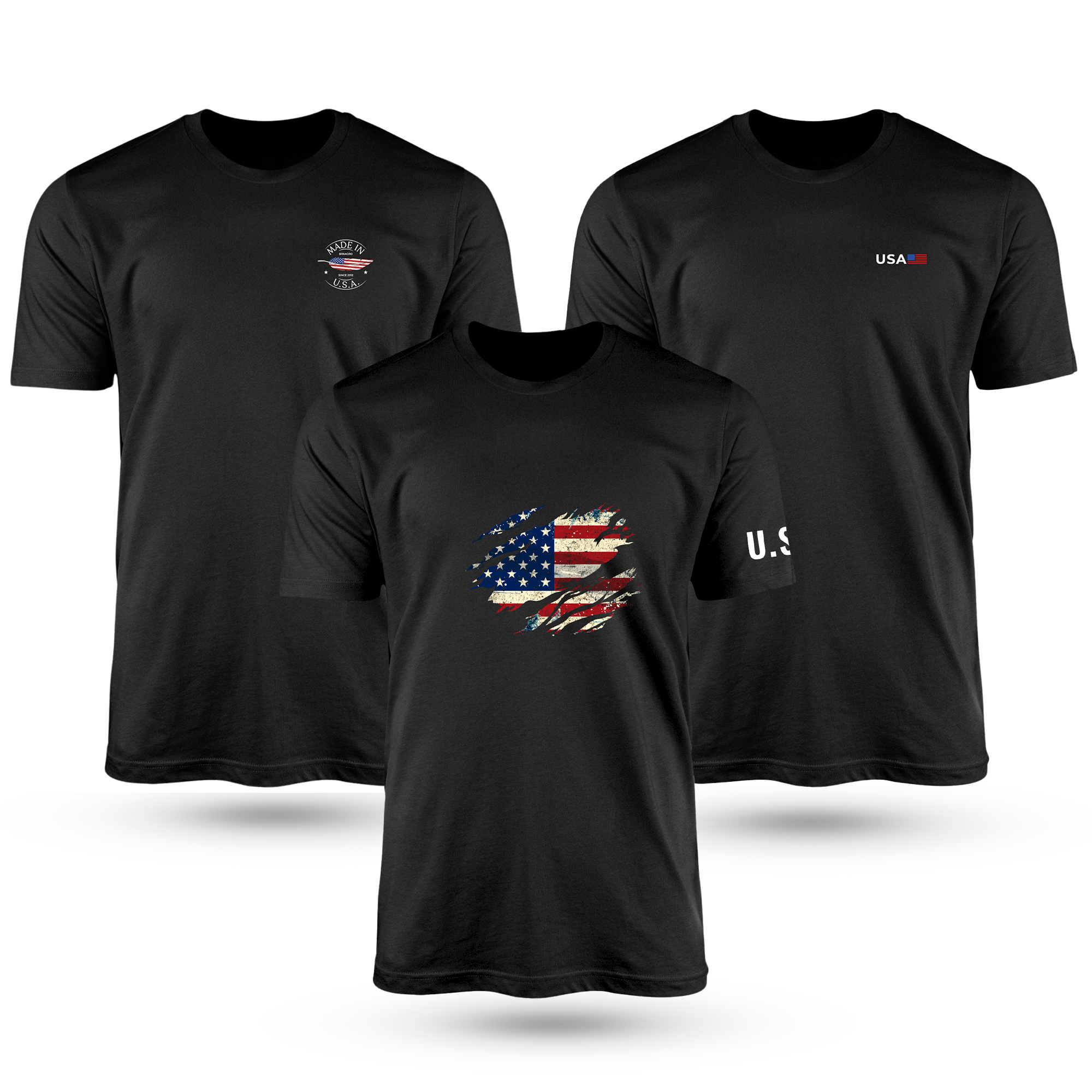 Kit Com 3 Camisetas De Algodão Coleção USA