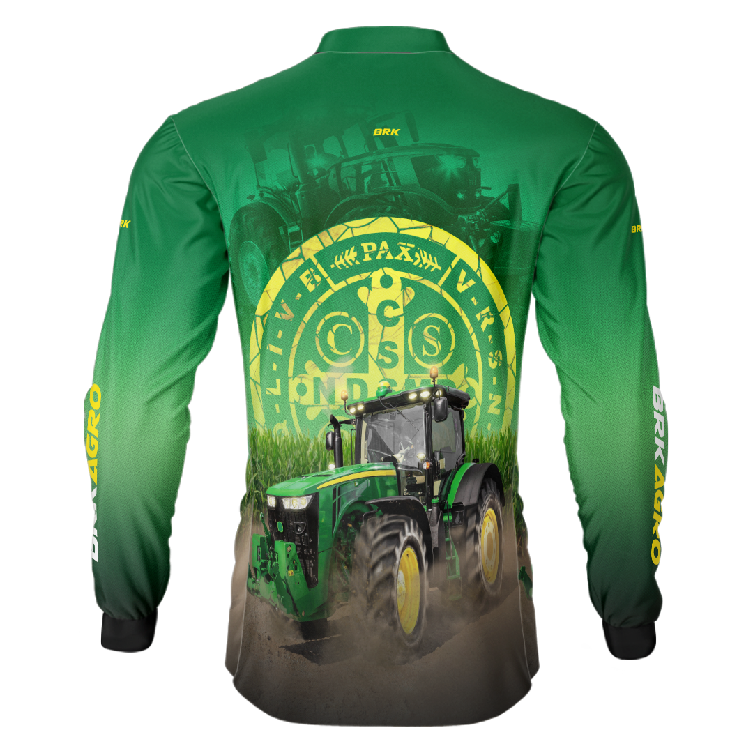 Camisa Agro Brk Trator São Bento Verde com Proteção Solar UV50+