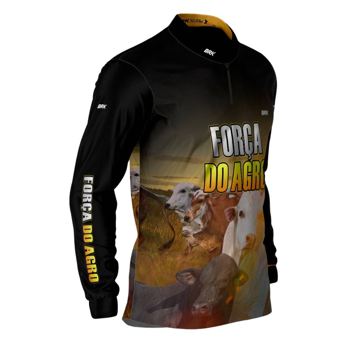 Camisa Agro Brk A Força do Agro Produtor de Bois com Proteção Solar UV50+